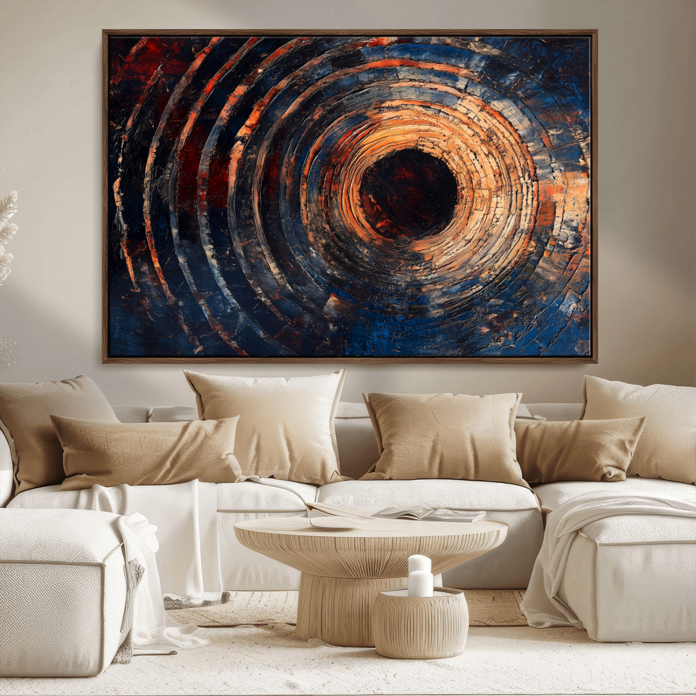 Wood Tree Ring Wall Art Print - Natural Wood Canvas Print, featuring an intricate tree ring pattern with organic textures, perfect for rustic and nature-inspired decor.