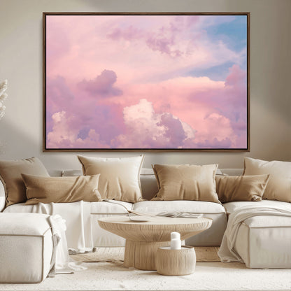 Soft pastel-colored clouds in shades of pink, purple, and blue, creating a dreamy and serene sky perfect for a calming decor touch.