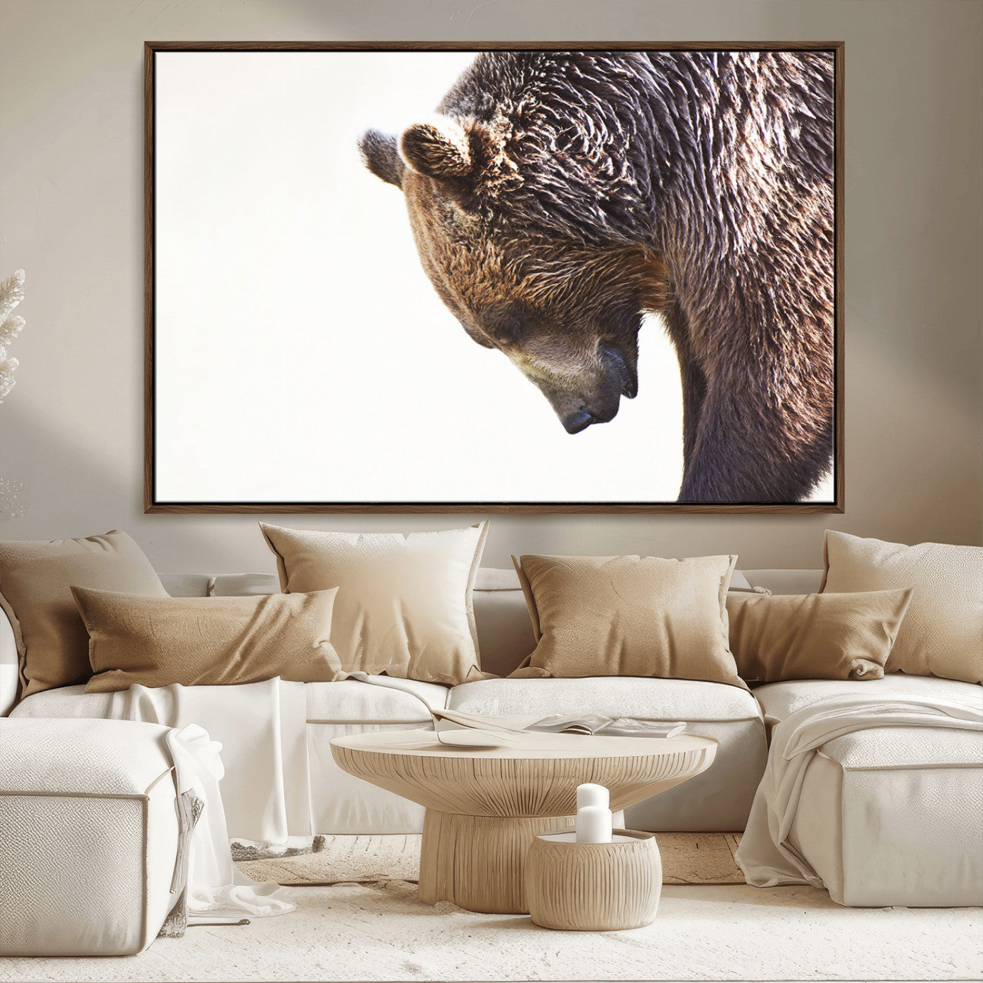 Majestic Bear Portrait - Capture the raw beauty of a bear in a detailed close-up, perfect for your Wall Art Canvas Print collection