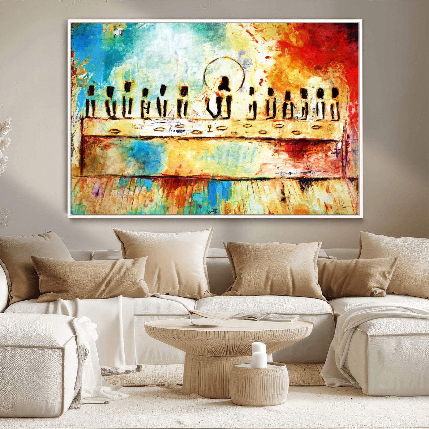 Abstract Last Supper with Apostles Wall Art Canvas Print