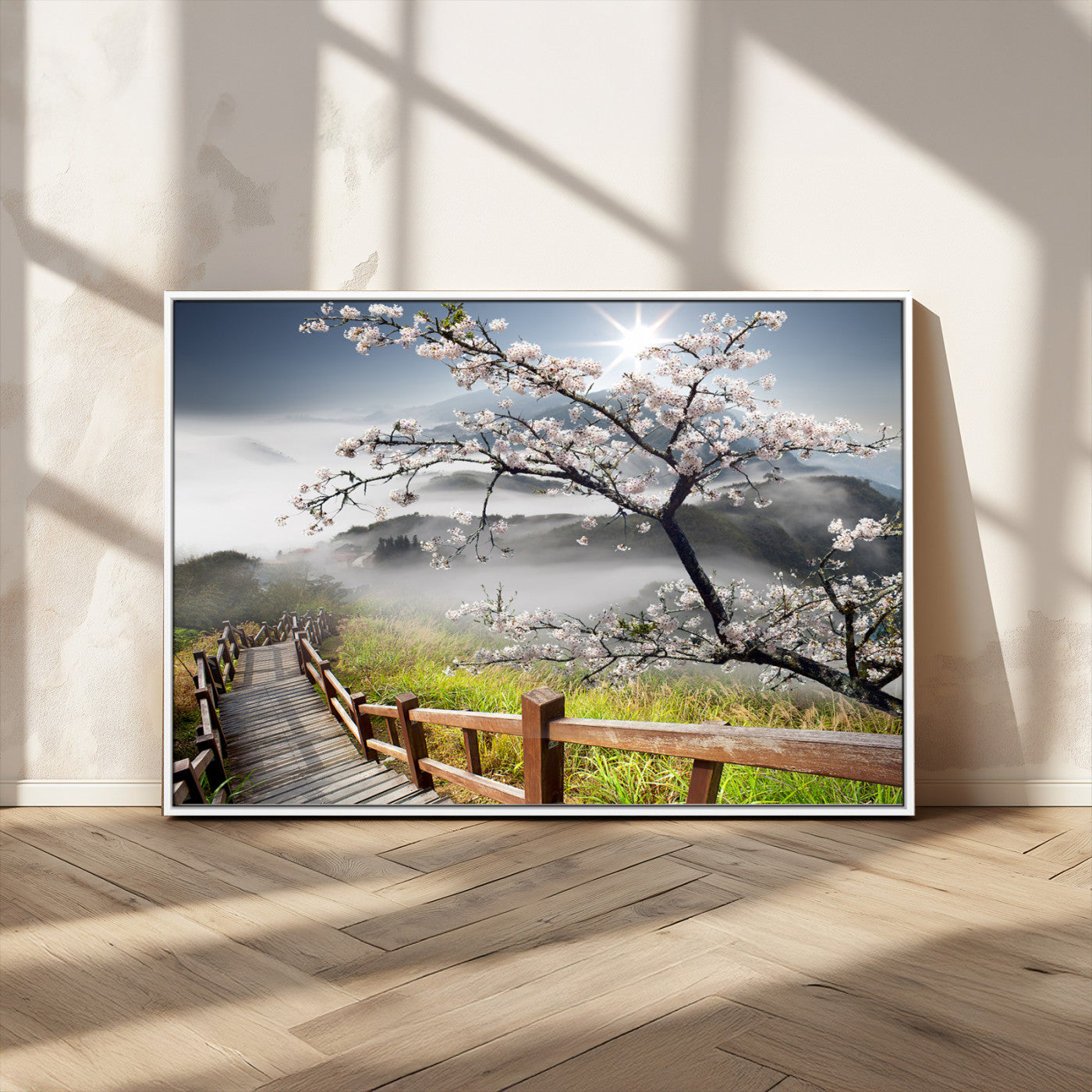 Sakura Cherry Blossom Pathway Canvas Wall Art – Tranquil Walk Through Blossoming Nature – Ready to Hang