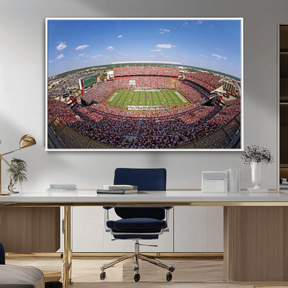 An William Brice-Stadium view of a full football stadium with cheering fans and clear blue skies, capturing the excitement and energy of the game.