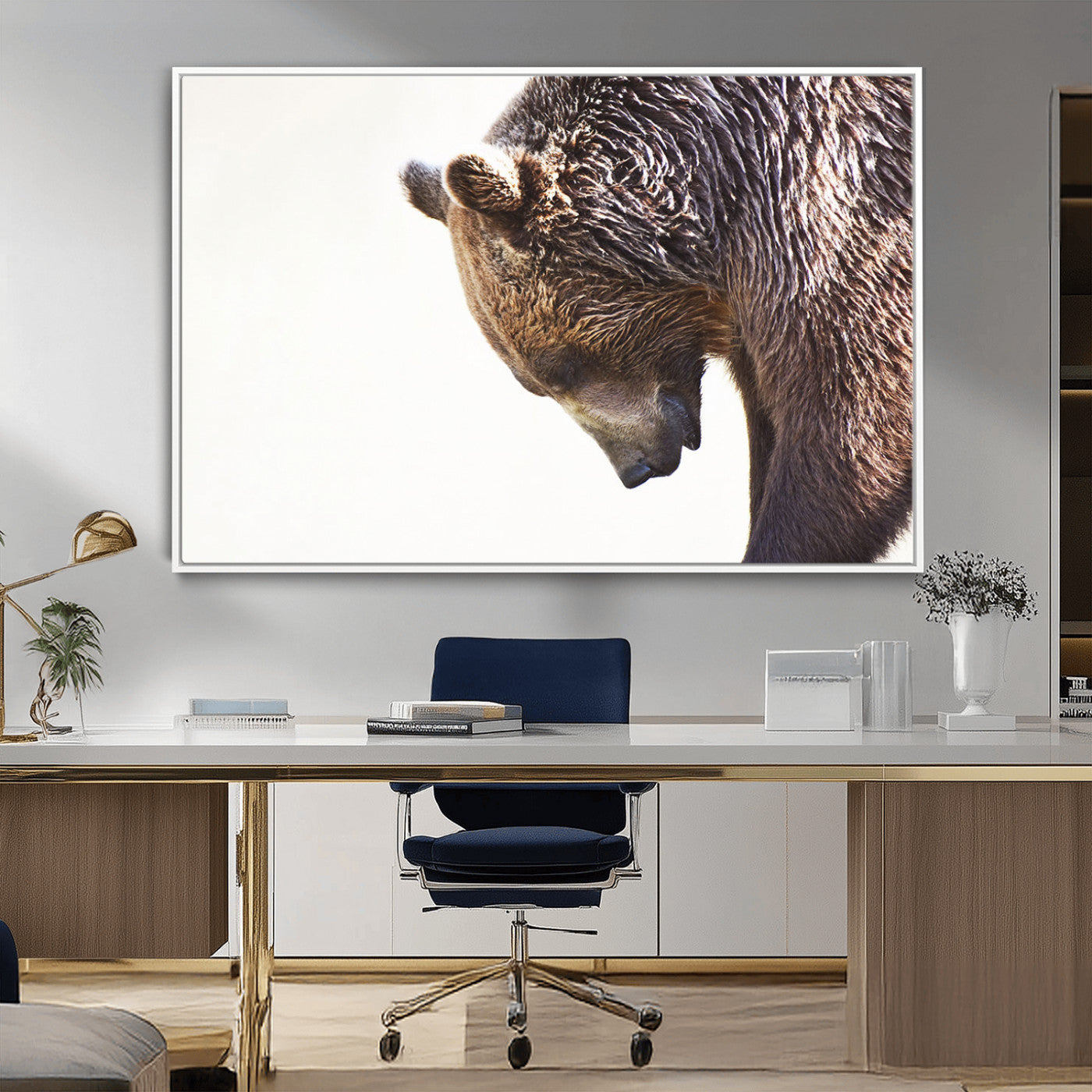 Majestic Bear Portrait - Capture the raw beauty of a bear in a detailed close-up, perfect for your Wall Art Canvas Print collection