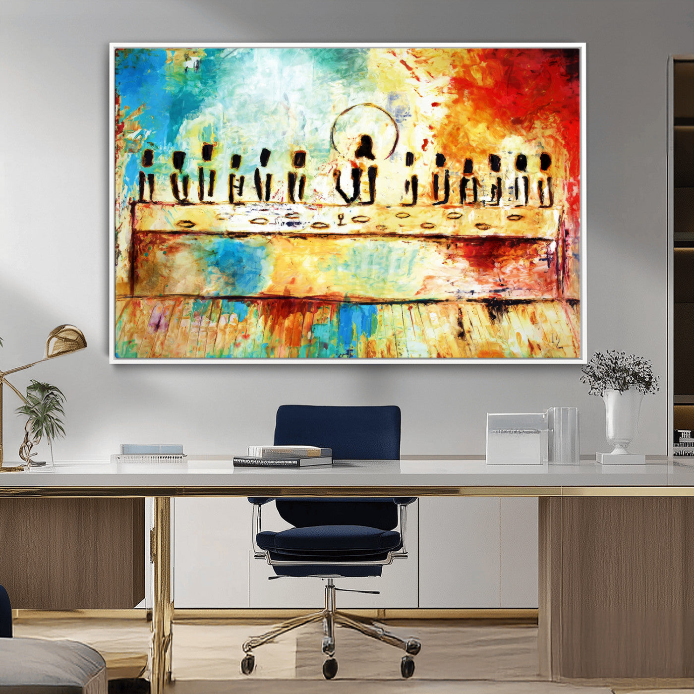 Abstract Last Supper with Apostles Wall Art Canvas Print
