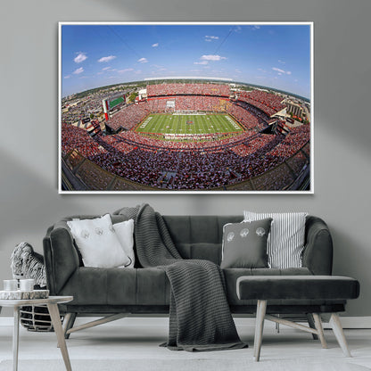 An William Brice-Stadium view of a full football stadium with cheering fans and clear blue skies, capturing the excitement and energy of the game.