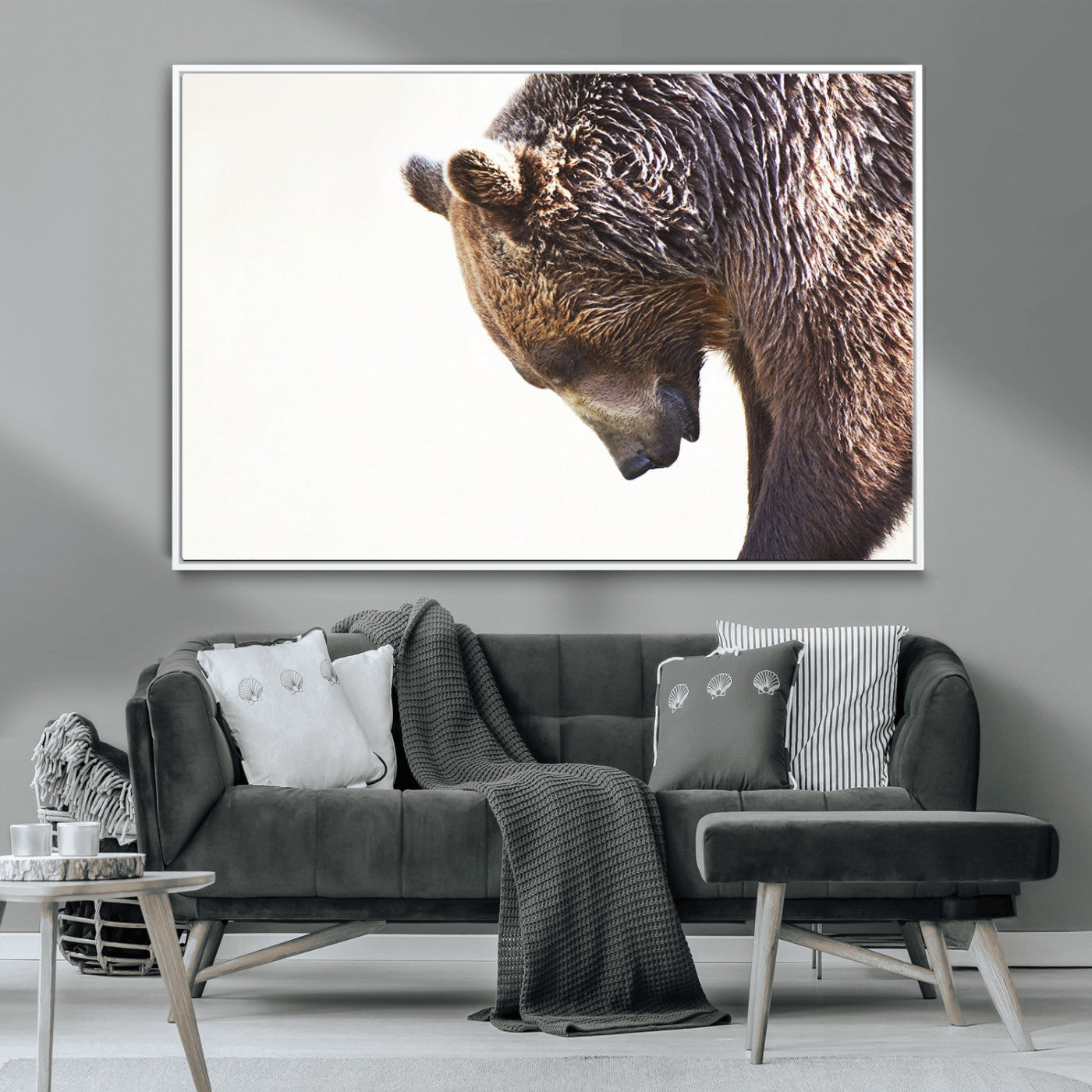 Majestic Bear Portrait - Capture the raw beauty of a bear in a detailed close-up, perfect for your Wall Art Canvas Print collection