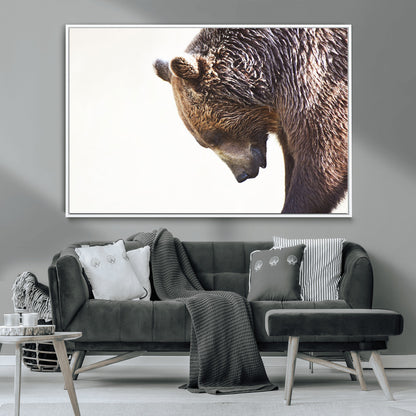 Majestic Bear Portrait - Capture the raw beauty of a bear in a detailed close-up, perfect for your Wall Art Canvas Print collection