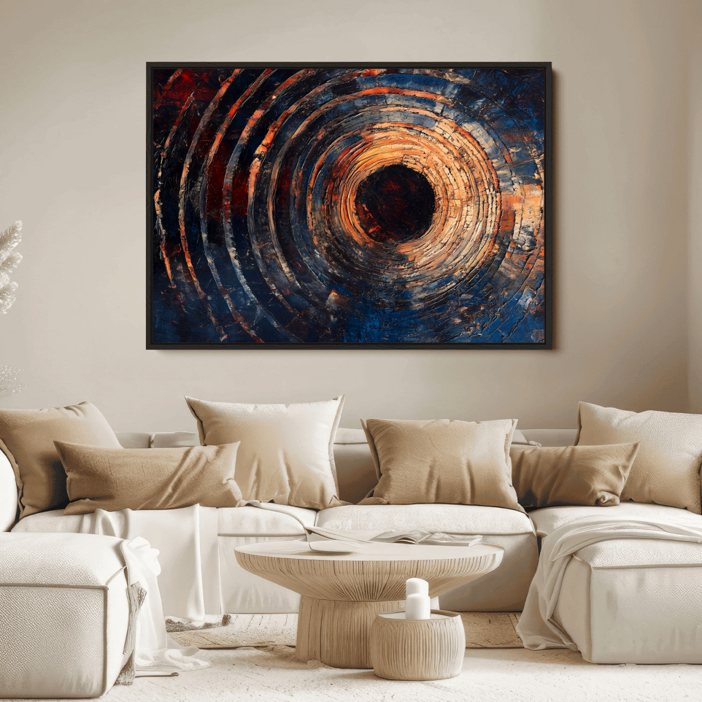 Wood Tree Ring Wall Art Print - Natural Wood Canvas Print, featuring an intricate tree ring pattern with organic textures, perfect for rustic and nature-inspired decor.