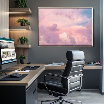 Soft pastel-colored clouds in shades of pink, purple, and blue, creating a dreamy and serene sky perfect for a calming decor touch.