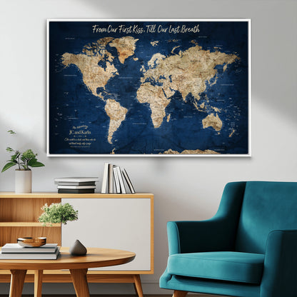56122A-MGV-CV-36X24-Push Pin World Map Canvas Print – Framed Wall Art for Couples to Track Their Travels – Anniversary Gift or Home Adventure Decor - H2-Orj