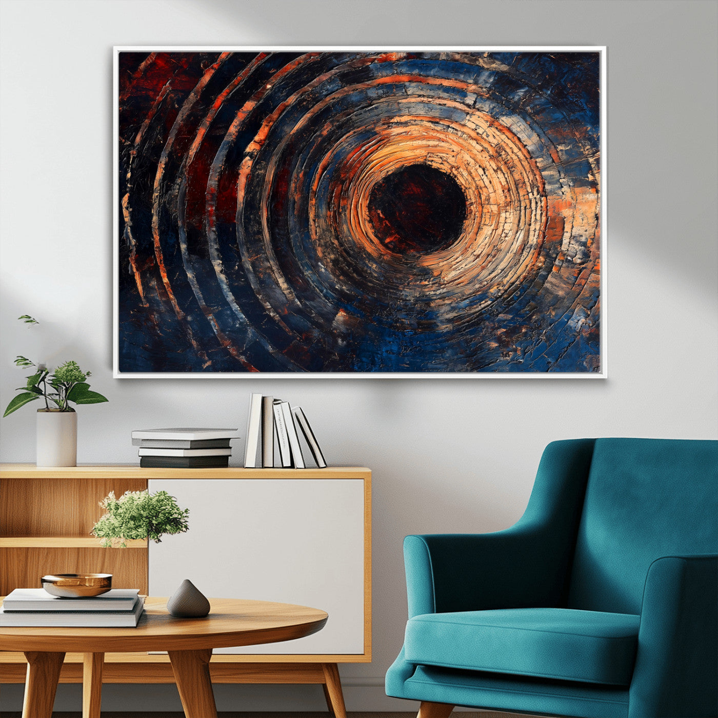 Wood Tree Ring Wall Art Print - Natural Wood Canvas Print, featuring an intricate tree ring pattern with organic textures, perfect for rustic and nature-inspired decor.