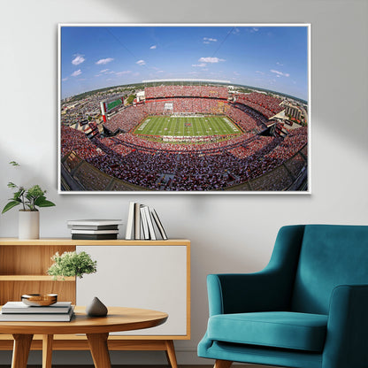 An William Brice-Stadium view of a full football stadium with cheering fans and clear blue skies, capturing the excitement and energy of the game.