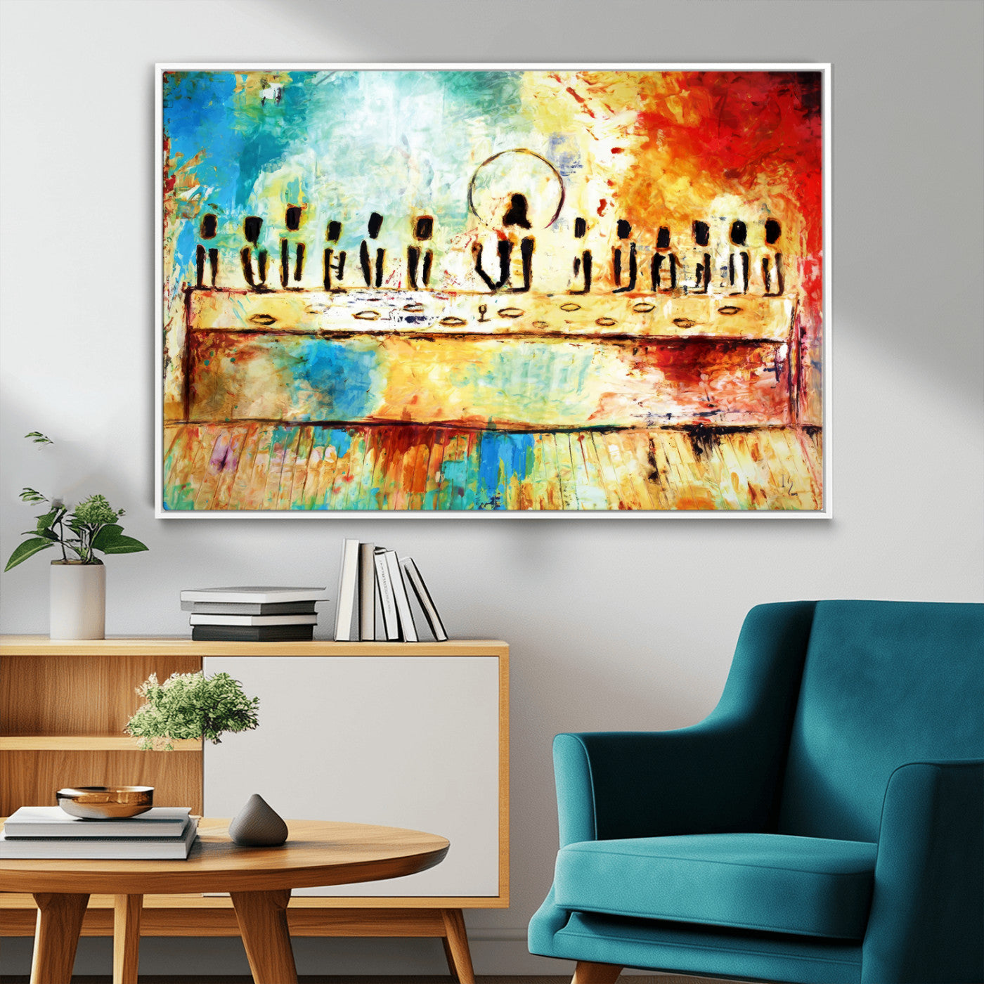 Abstract Last Supper with Apostles Wall Art Canvas Print