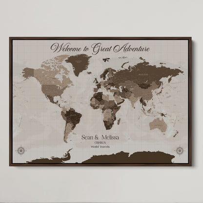 49871705-MGV-CV-36X24-Push Pin Customize World Map Wall Canvas Print – Personalized Travel Tracker with Pins – Custom Wall Art Canvas for Home Office Decor