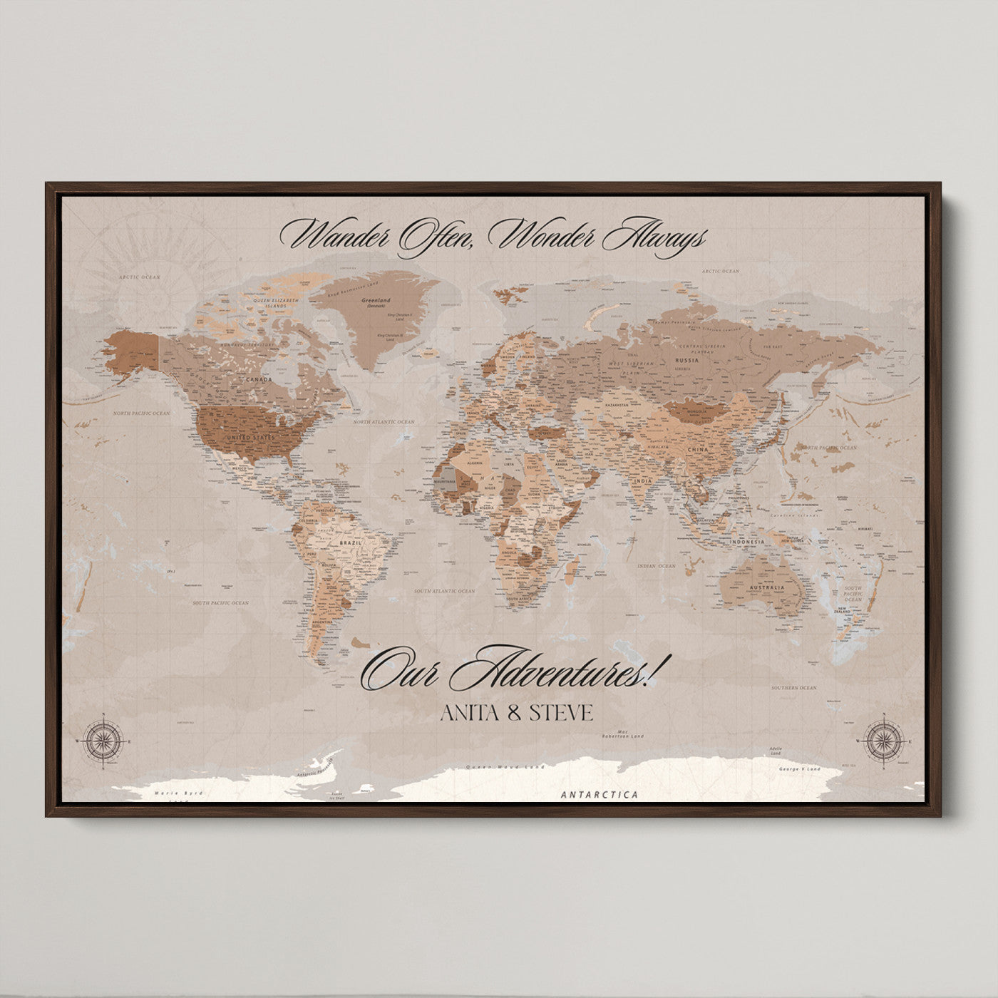 95243244-MGV-CV-36X24-Custom Push Pin World Map Wall Canvas Print – Personalized Map for Travel Lovers - Large Personalized Gift for Home Office Decor