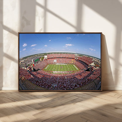 An William Brice-Stadium view of a full football stadium with cheering fans and clear blue skies, capturing the excitement and energy of the game.