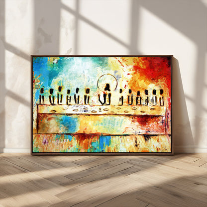 Abstract Last Supper with Apostles Wall Art Canvas Print