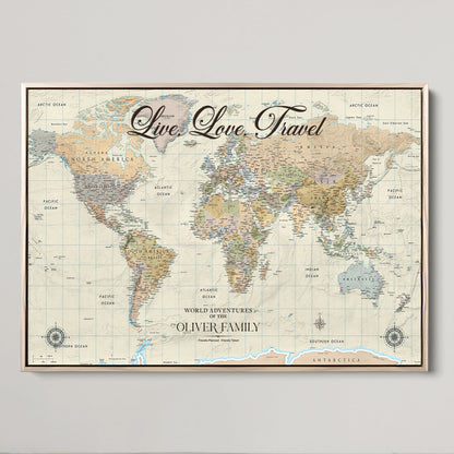 49563244-MGV-CV-36X24-Custom Push Pin World Map Wall Canvas Print – Personalized Travel Tracker with Pins – Framed Large Multi-Size Canvas for Home Office Decor