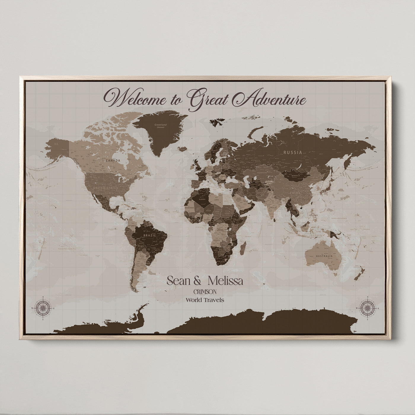 49871705-MGV-CV-36X24-Push Pin Customize World Map Wall Canvas Print – Personalized Travel Tracker with Pins – Custom Wall Art Canvas for Home Office Decor