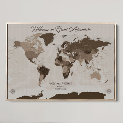 49871705-MGV-CV-36X24-Push Pin Customize World Map Wall Canvas Print – Personalized Travel Tracker with Pins – Custom Wall Art Canvas for Home Office Decor