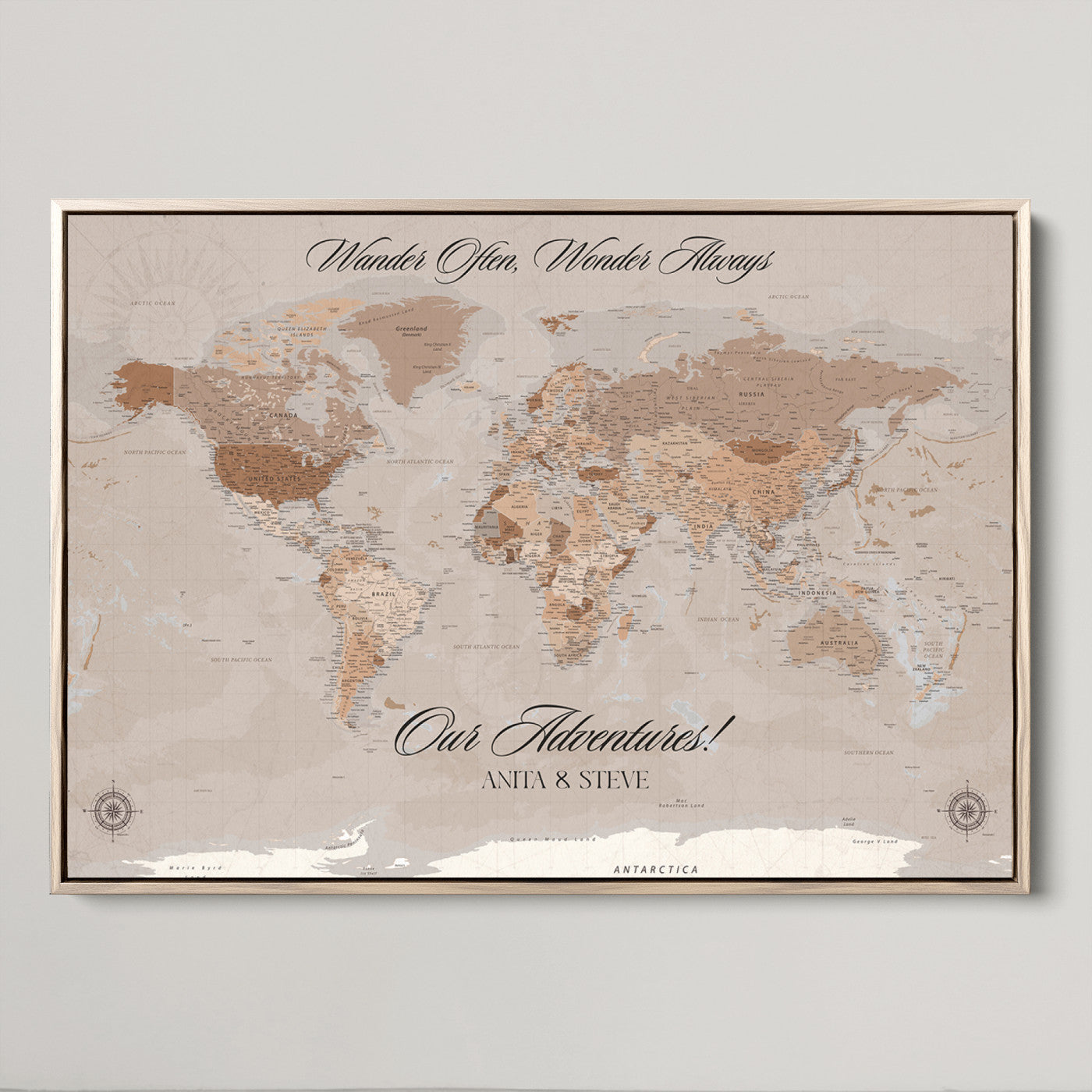 95243244-MGV-CV-36X24-Custom Push Pin World Map Wall Canvas Print – Personalized Map for Travel Lovers - Large Personalized Gift for Home Office Decor