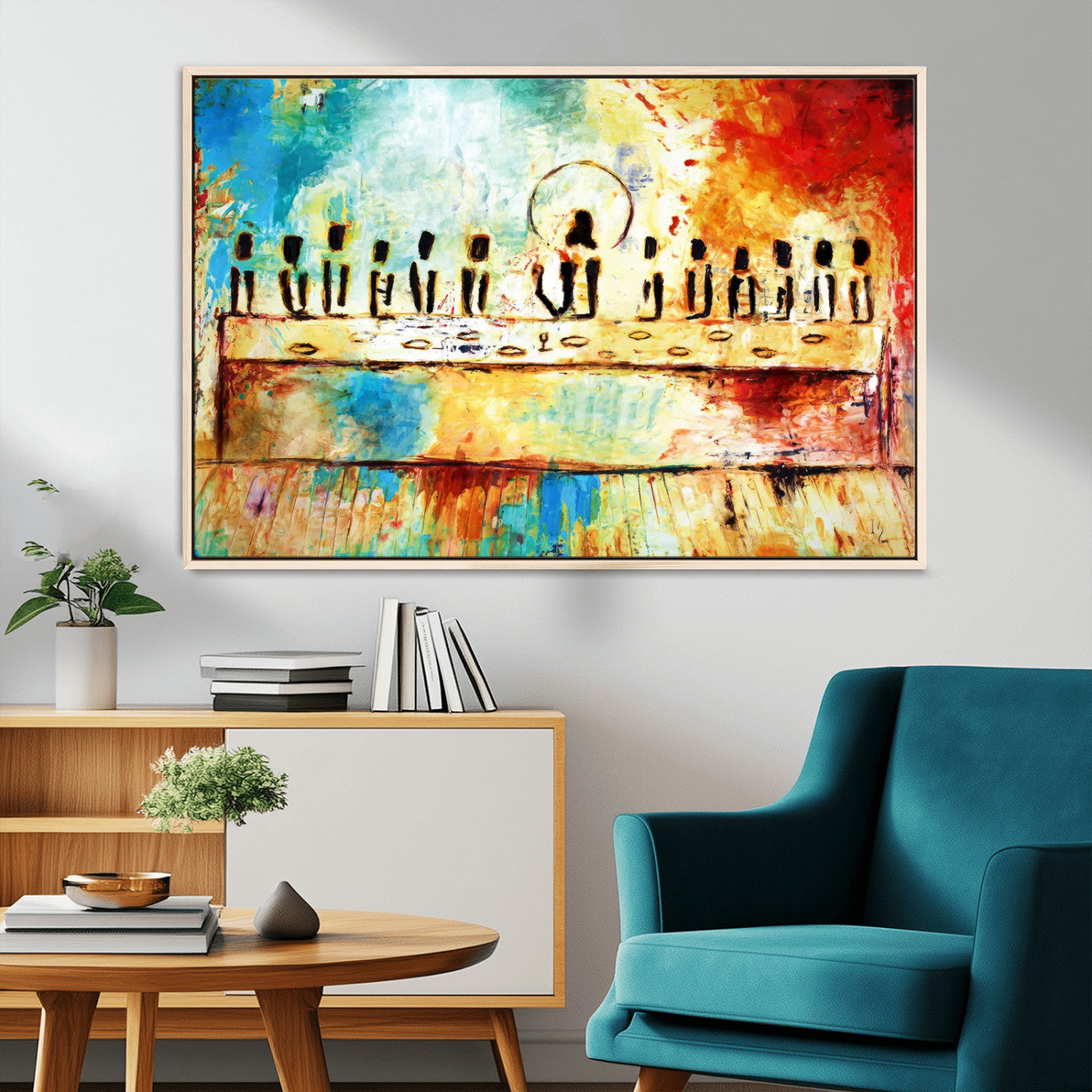 Abstract Last Supper with Apostles Wall Art Canvas Print
