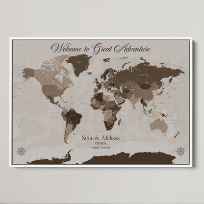 49871705-MGV-CV-36X24-Push Pin Customize World Map Wall Canvas Print – Personalized Travel Tracker with Pins – Custom Wall Art Canvas for Home Office Decor