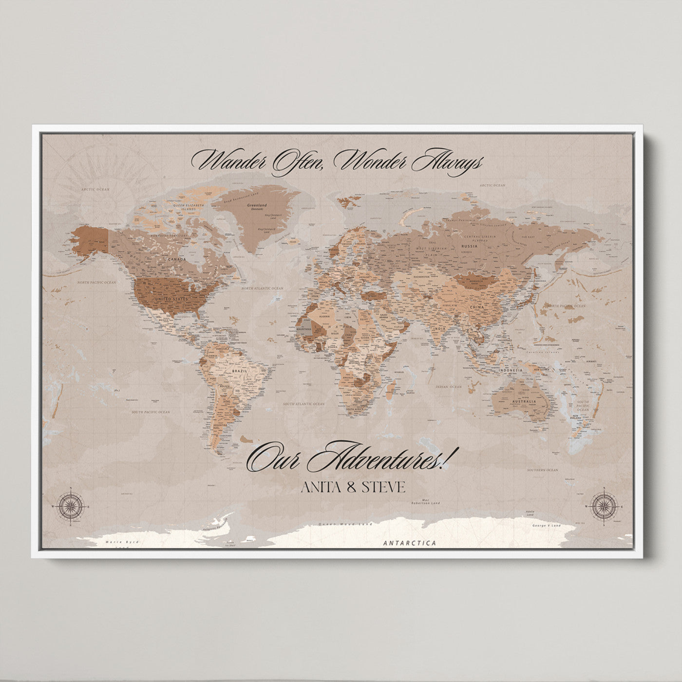 95243244-MGV-CV-36X24-Custom Push Pin World Map Wall Canvas Print – Personalized Map for Travel Lovers - Large Personalized Gift for Home Office Decor