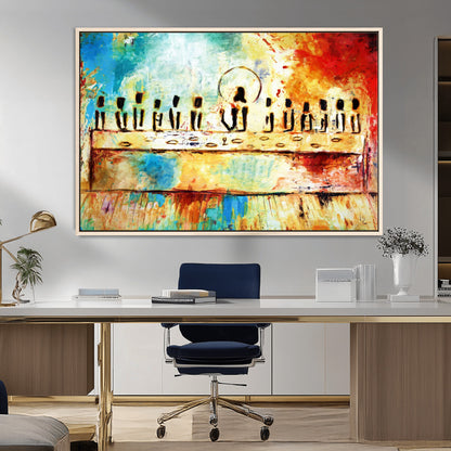 Abstract Last Supper with Apostles Wall Art Canvas Print