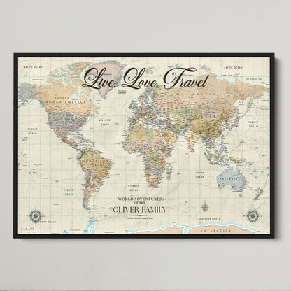 49563244-MGV-CV-36X24-Custom Push Pin World Map Wall Canvas Print – Personalized Travel Tracker with Pins – Framed Large Multi-Size Canvas for Home Office Decor