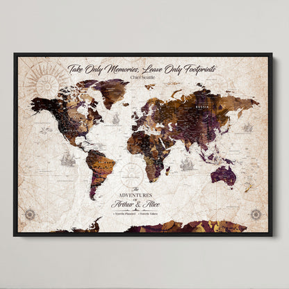 64869039-MGV-CV-36X24-Custom Push Pin World Map Wall Canvas Print – Personalized Travel Tracker with Pins – Framed Large Multi-Size Canvas for Home Office Decor