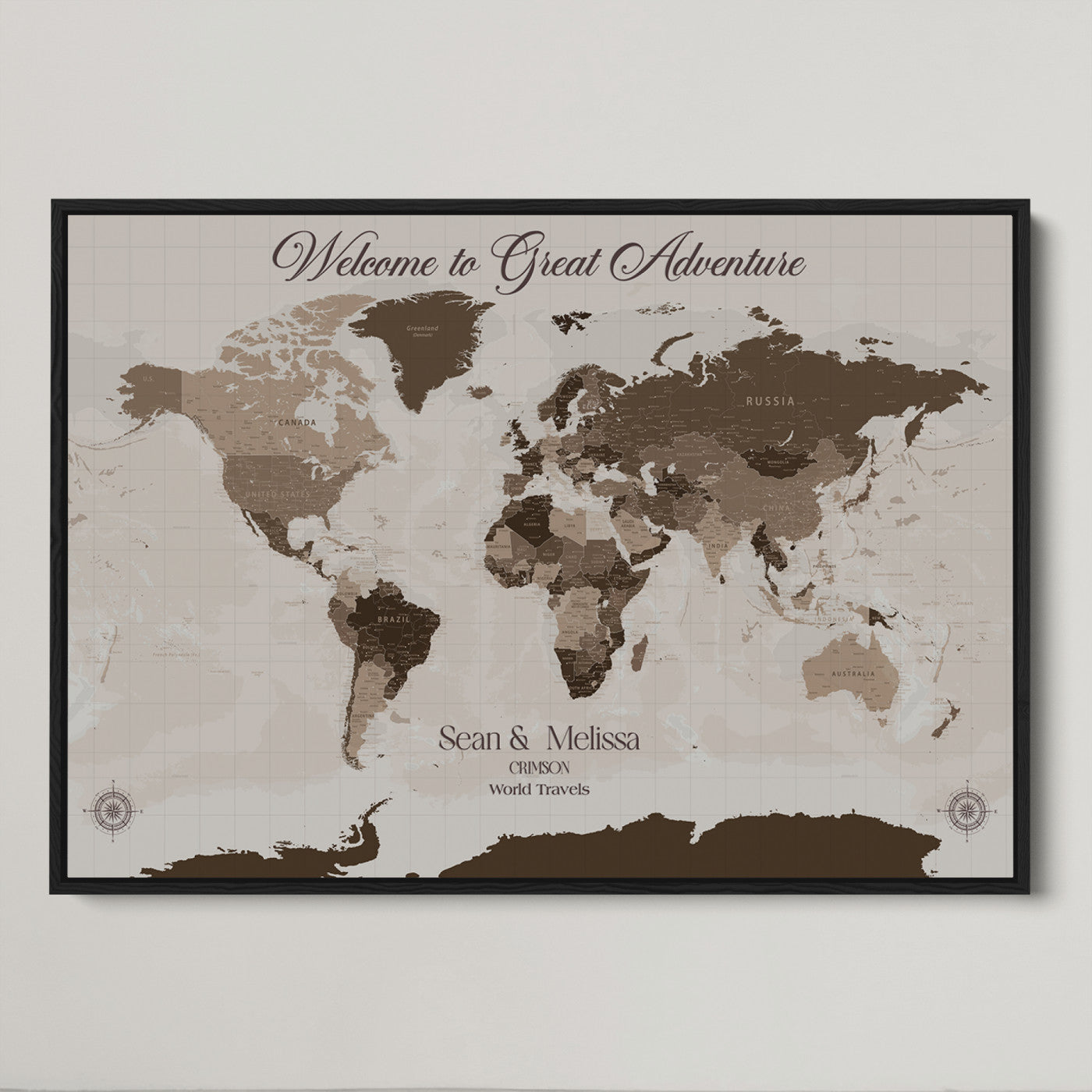 49871705-MGV-CV-36X24-Push Pin Customize World Map Wall Canvas Print – Personalized Travel Tracker with Pins – Custom Wall Art Canvas for Home Office Decor