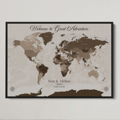 49871705-MGV-CV-36X24-Push Pin Customize World Map Wall Canvas Print – Personalized Travel Tracker with Pins – Custom Wall Art Canvas for Home Office Decor