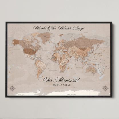 95243244-MGV-CV-36X24-Custom Push Pin World Map Wall Canvas Print – Personalized Map for Travel Lovers - Large Personalized Gift for Home Office Decor