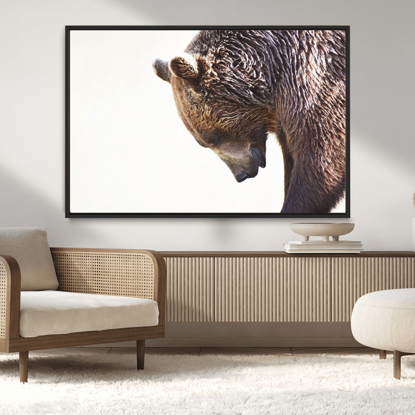 Majestic Bear Portrait - Capture the raw beauty of a bear in a detailed close-up, perfect for your Wall Art Canvas Print collection