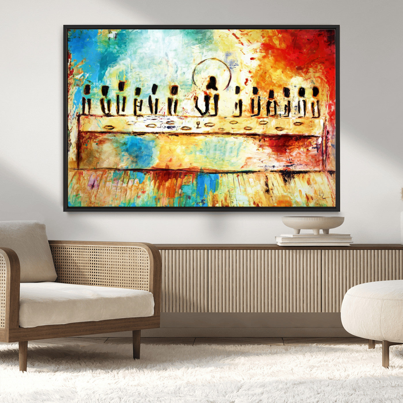 Abstract Last Supper with Apostles Wall Art Canvas Print