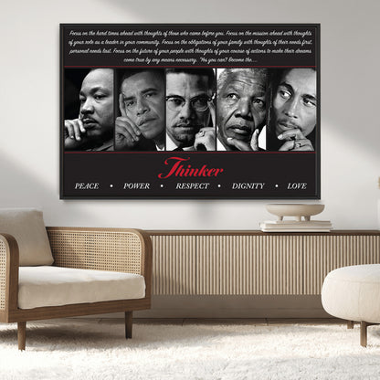 Monochrome canvas of iconic Black leaders with a powerful quote, perfect for modern spaces with a cultural or motivational theme.
