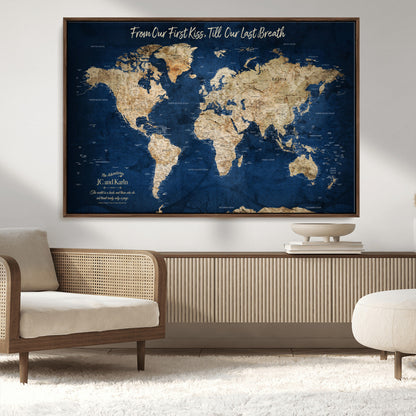 56122A-MGV-CV-36X24-Push Pin World Map Canvas Print – Framed Wall Art for Couples to Track Their Travels – Anniversary Gift or Home Adventure Decor - H2-Orj