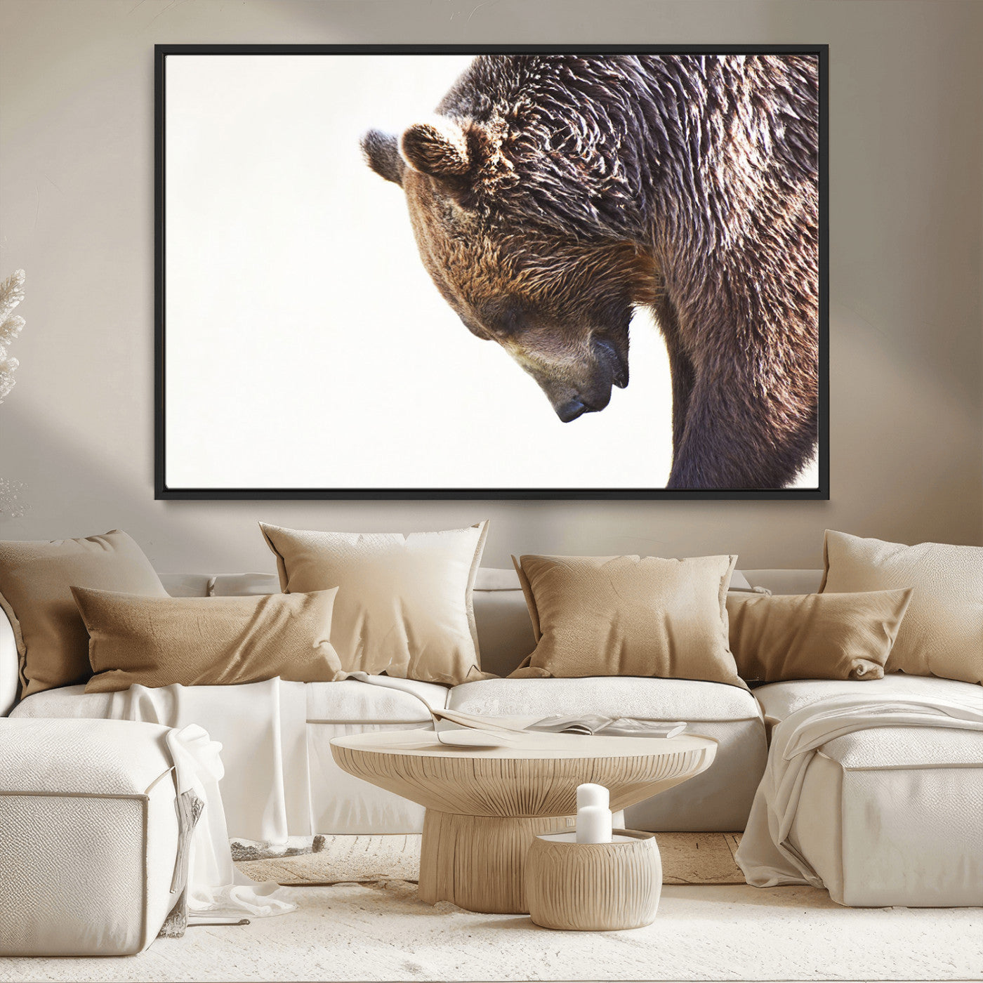 Majestic Bear Portrait - Capture the raw beauty of a bear in a detailed close-up, perfect for your Wall Art Canvas Print collection