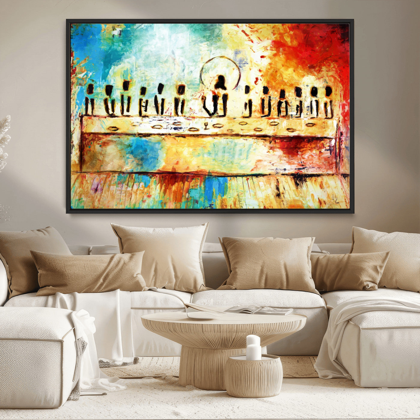 Abstract Last Supper with Apostles Wall Art Canvas Print