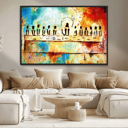 Abstract Last Supper with Apostles Wall Art Canvas Print