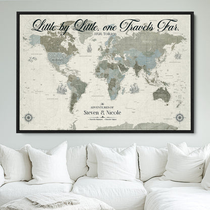 72081300-MGV-CV-36X24-Custom Push Pin World Map Wall Canvas Print – Personalized Travel Tracker with Pins – Framed Large Multi-Size Canvas for Home Office Decor