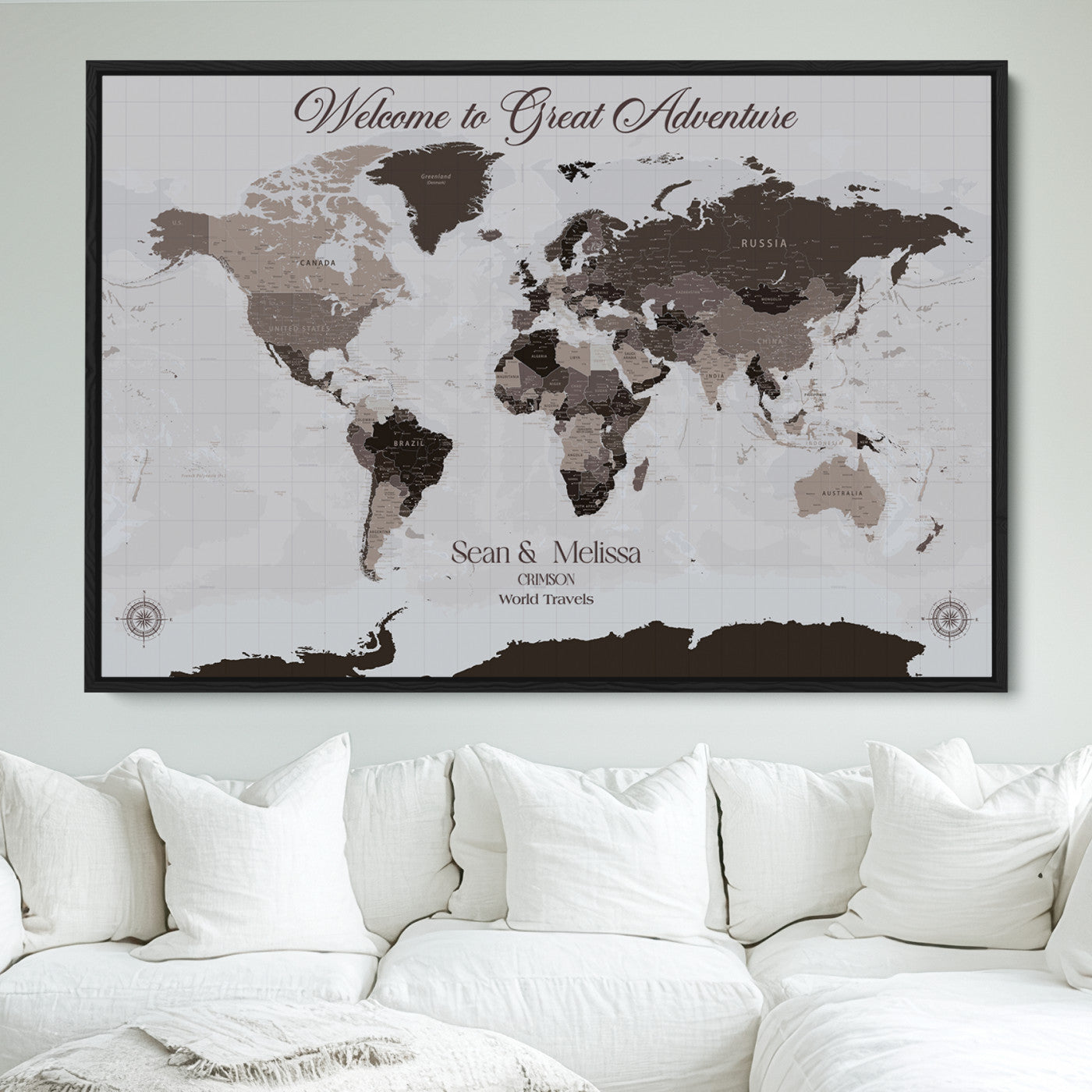 43749658-MGV-FC-36X24_Black-Custom Push Pin World Map Wall Canvas Print