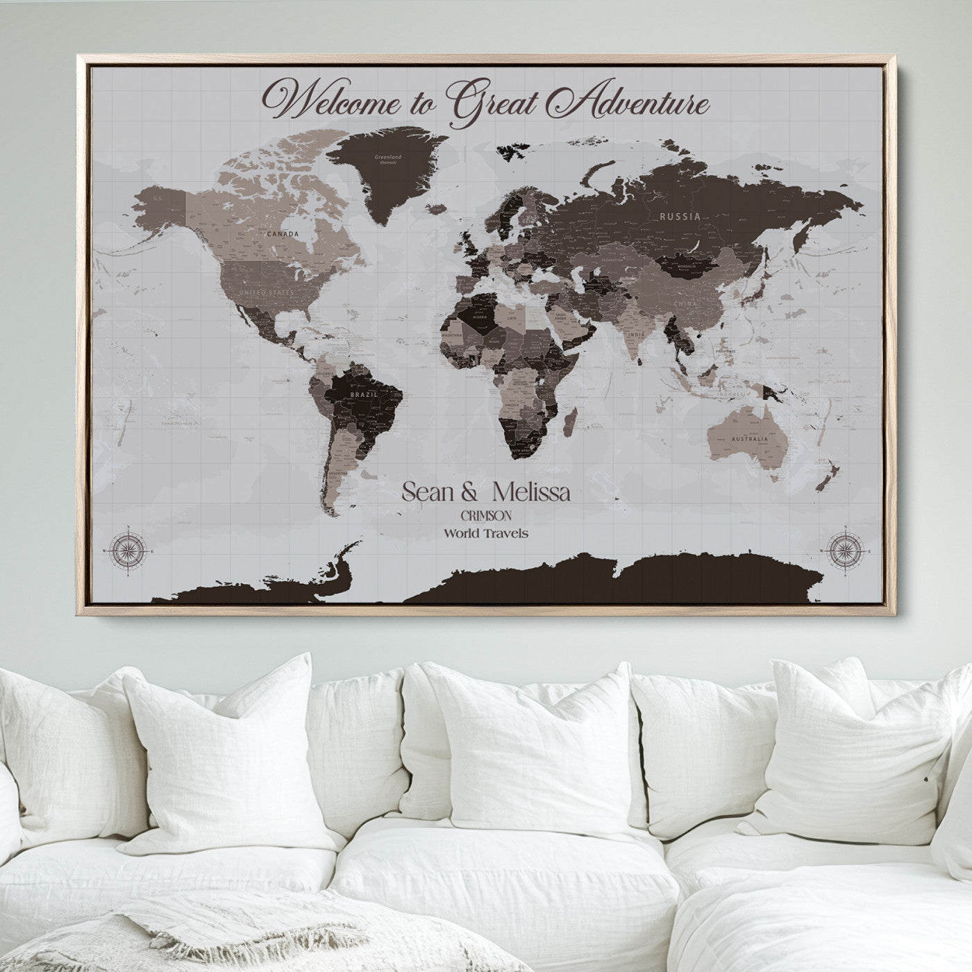 43749658-MGV-FC-36X24_Natural-Custom Push Pin World Map Wall Canvas Print