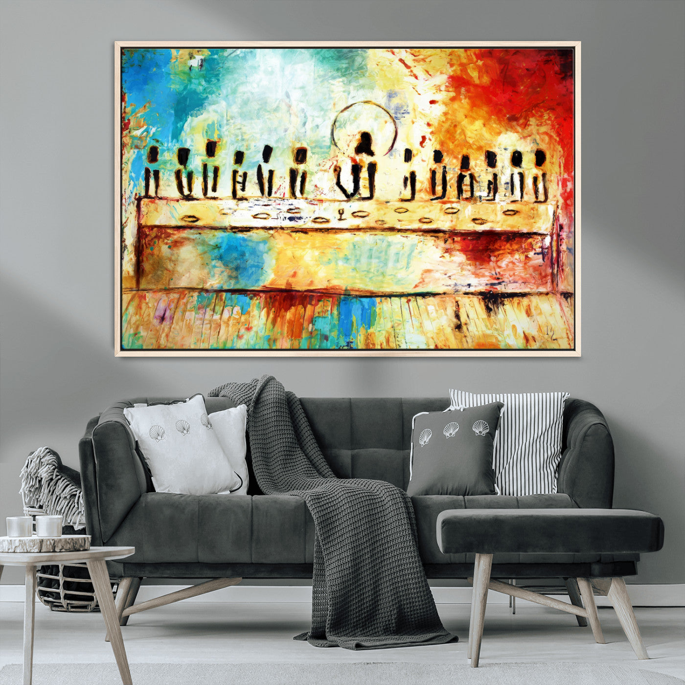Abstract Last Supper with Apostles Wall Art Canvas Print