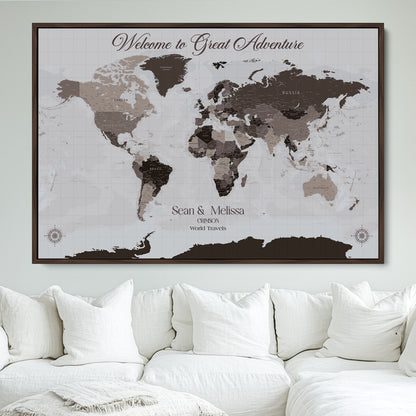 43749658-MGV-FC-36X24_Walnut-Custom Push Pin World Map Wall Canvas Print