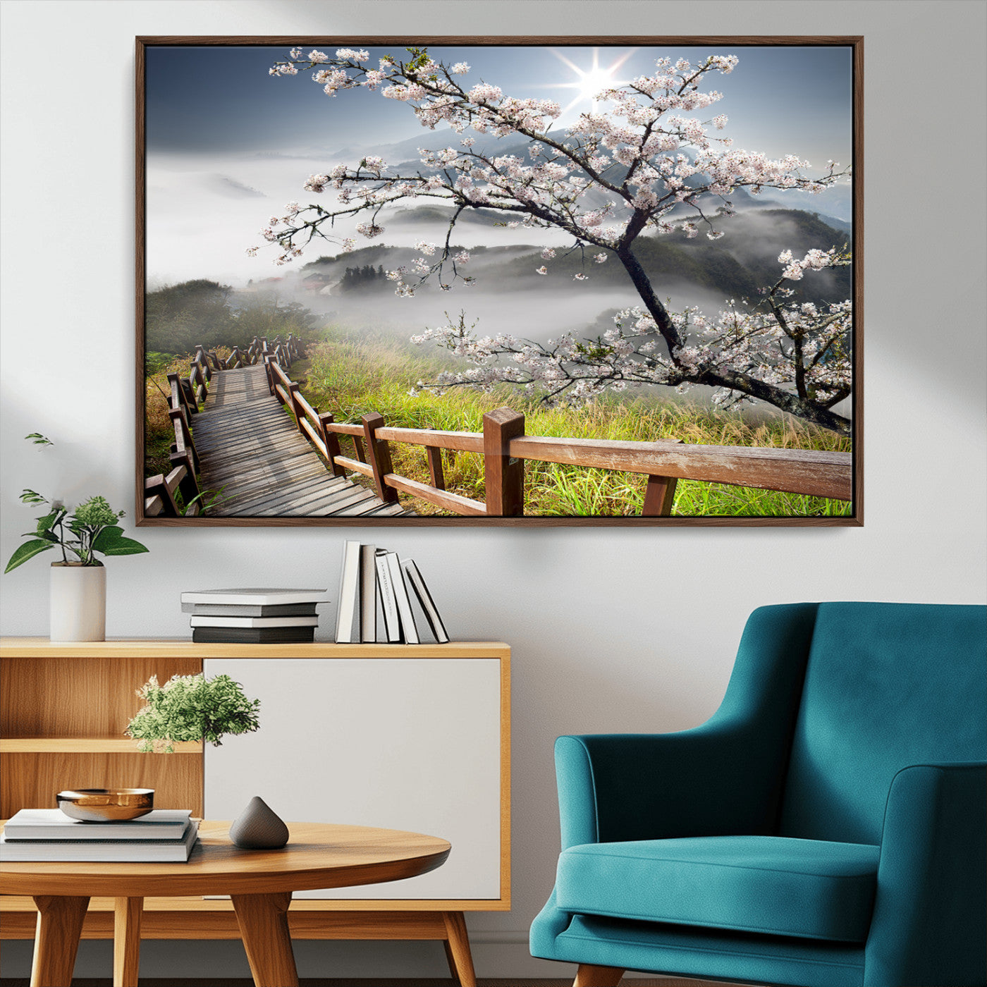 Sakura Cherry Blossom Pathway Canvas Wall Art – Tranquil Walk Through Blossoming Nature – Ready to Hang