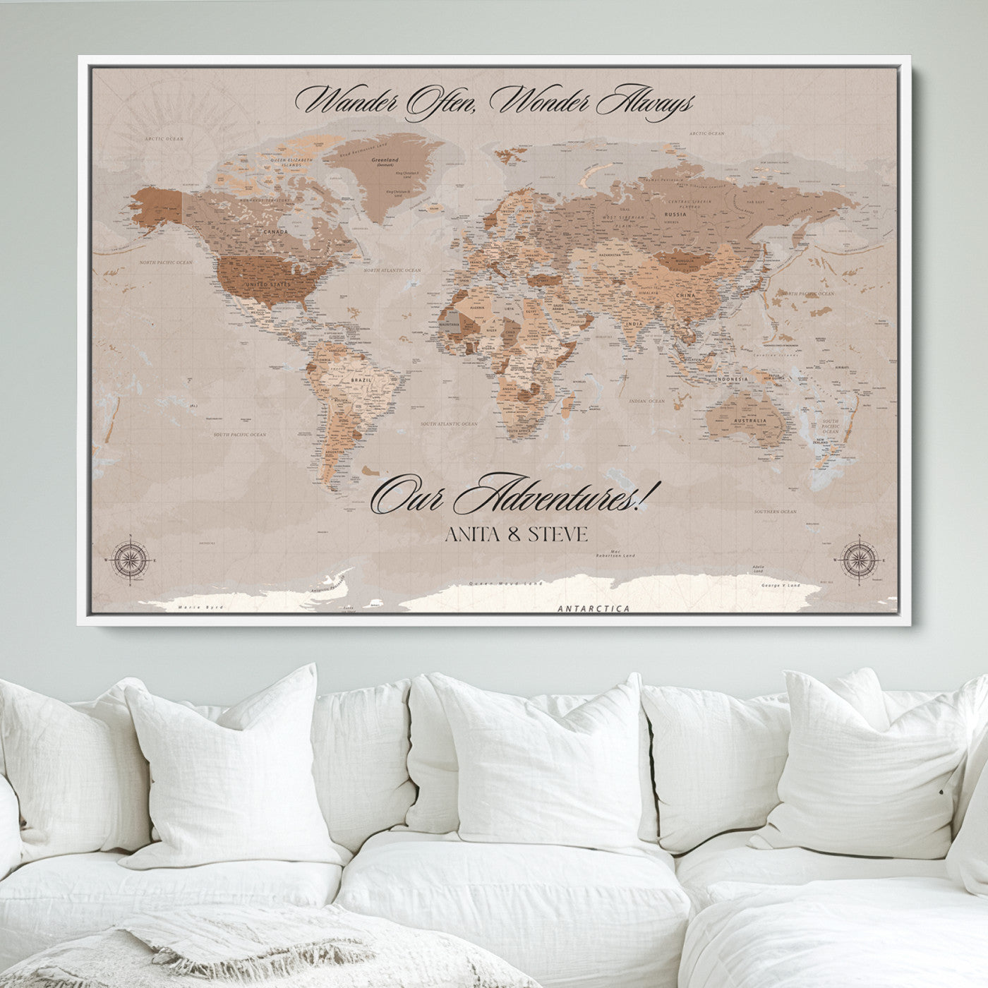 95243244-MGV-FC-36X24_White-Custom Push Pin World Map Wall Canvas Print – Personalized Map for Travel Lovers - Large Personalized Gift for Home Office Decor