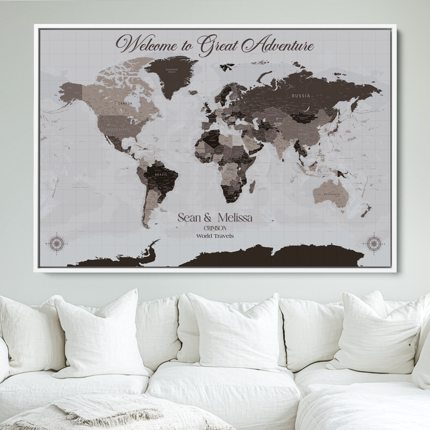 43749658-MGV-FC-36X24_White-Custom Push Pin World Map Wall Canvas Print