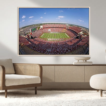 An William Brice-Stadium view of a full football stadium with cheering fans and clear blue skies, capturing the excitement and energy of the game.